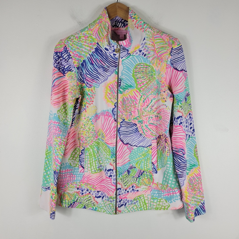 New Lilly Pulitzer Reagan Full Zip Up Seashell Print Sweater Jacket